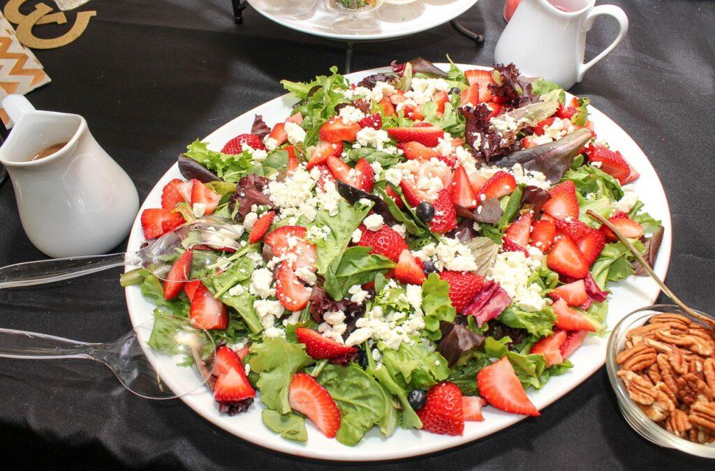 salad, strawberry, cheese, lettuce with Dill Vinaigrette Dressing