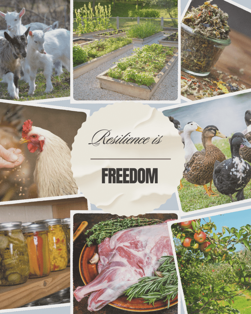 images of a resilient homestead featuring sustainability, resilience, simple living, and permaculture