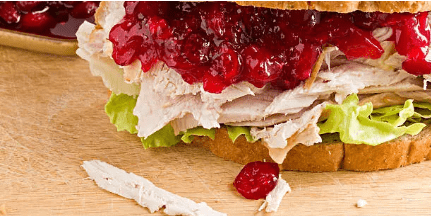 leftover turkey sandwich with cranberry sauce