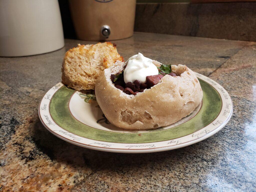 Soup in a bread bowl